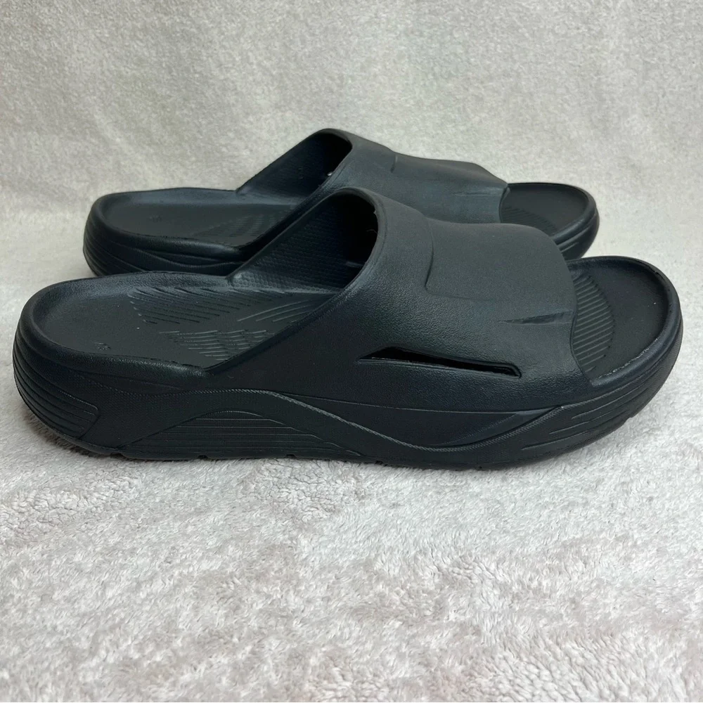 NEW Casual Foam Beach Slides Sandals Men’s 9.5 Black Comfort Cloud Summer Pool